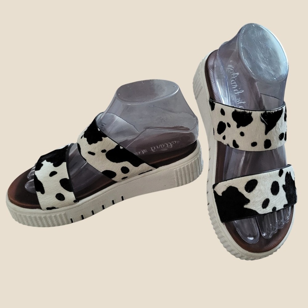 Altar'd State Cow Print Platform Slide Sandals Women 6.5 Western Farmcore Casual
